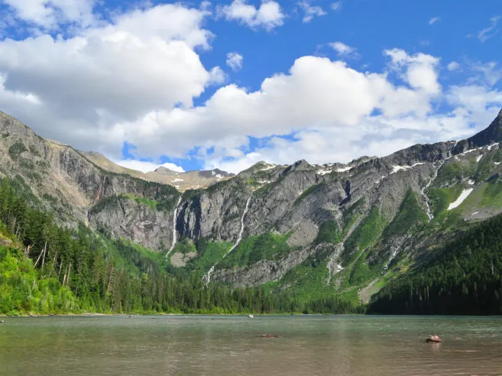 Avalanche Lake Trail beautiful lake with mountains in the distance one of the best easy hikes Glacier National Park