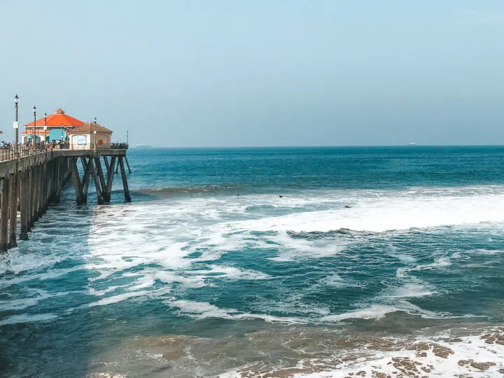 San Francisco to San Diego drive view of pier at beach