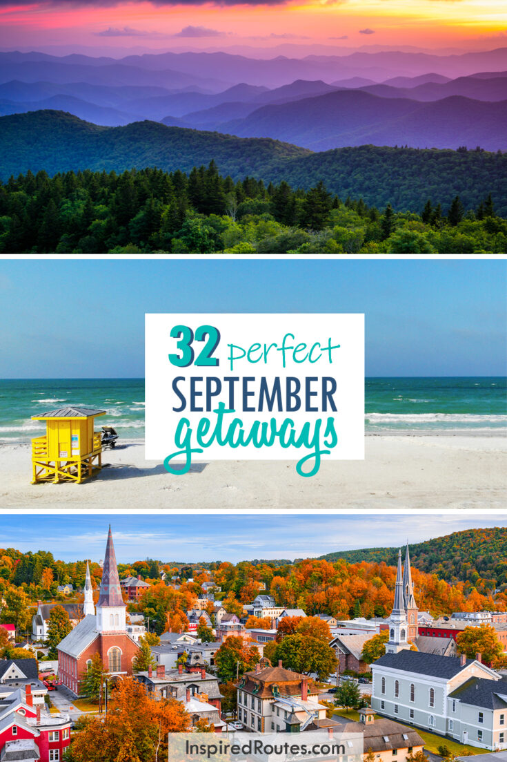 32 perfect September getaways pictures of sunset mountain scene beach with lifeguard stand, fall town scene
