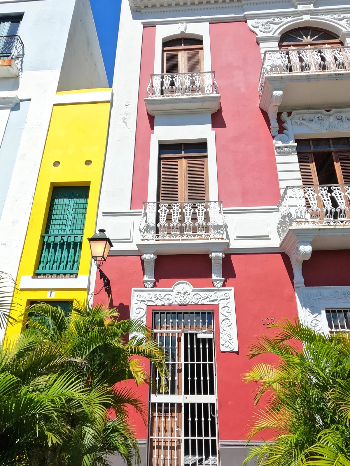 vivid colors in Old San Juan Puerto Rico with old architecture