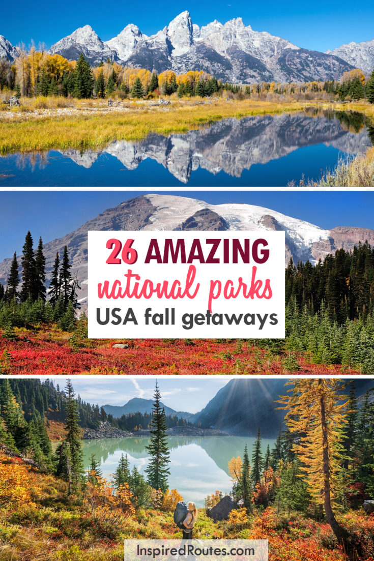 26 amazing national parks USA fall getaways photos of mountain scenes with fall foliage