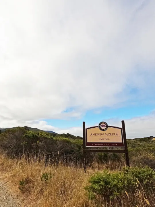 sign of Andrew molera state park with tall grass and clouds