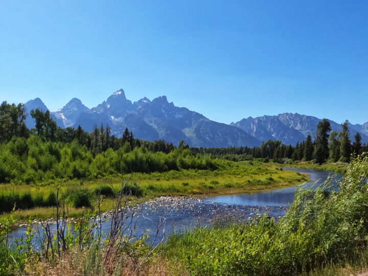 must see in grand teton national park view of river with mountain in distance