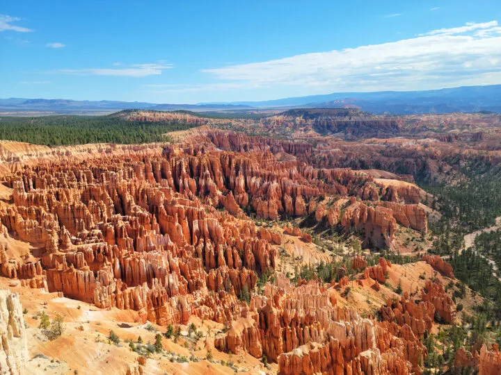 range rocky hoodoos on sunny day