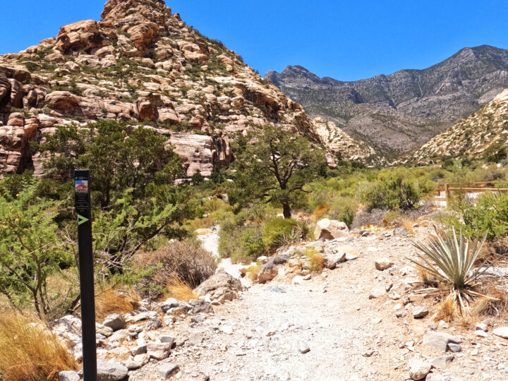 red rock scenic loop view of hiking trail with rocky terrain