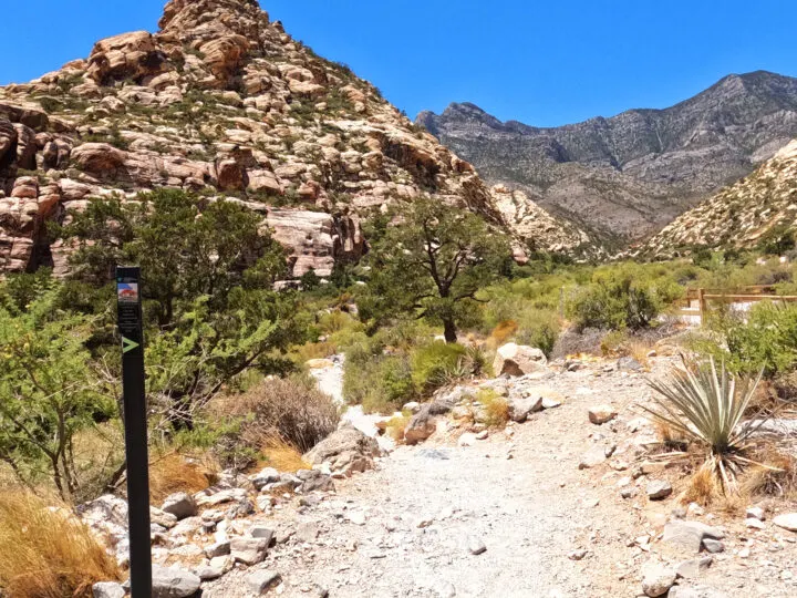 red rock scenic loop view of hiking trail with rocky terrain