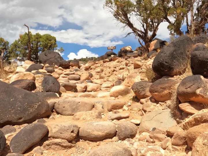 best hikes in capitol reef view of rocky steps leading up steep incline