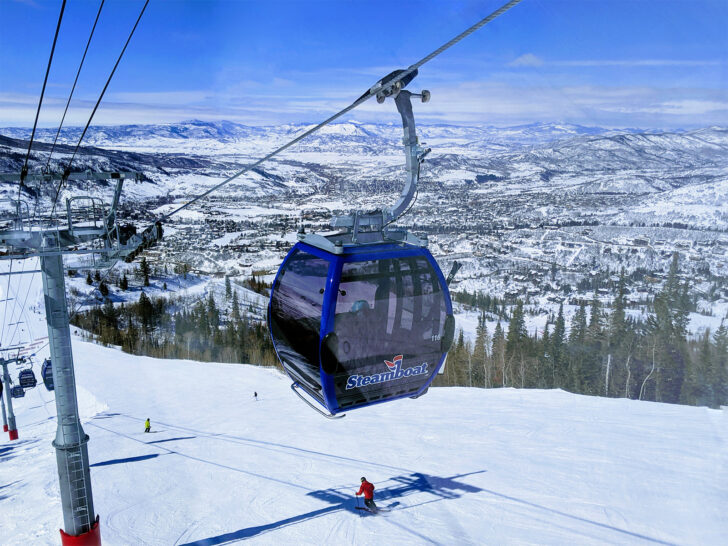 best things to do in Colorado view of gondola on snowy mountain