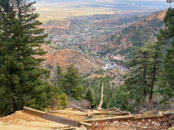 Colorado bucket list view of steps leading down into mountain town