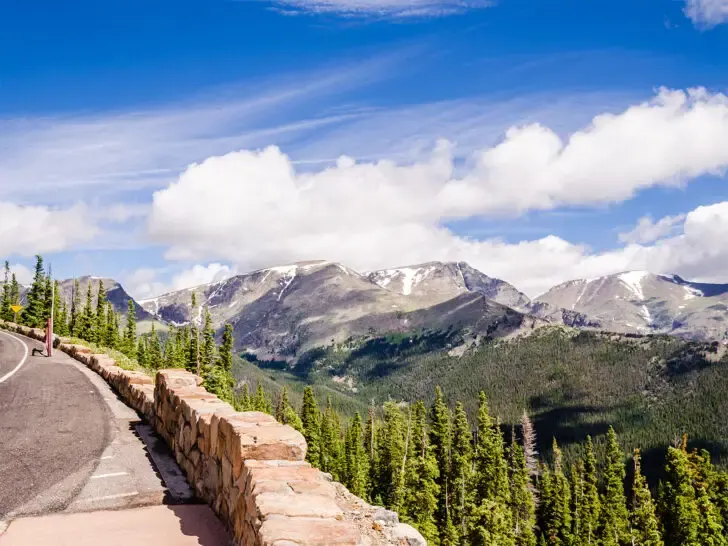 Colorado bucket list view of road with mountains in distance