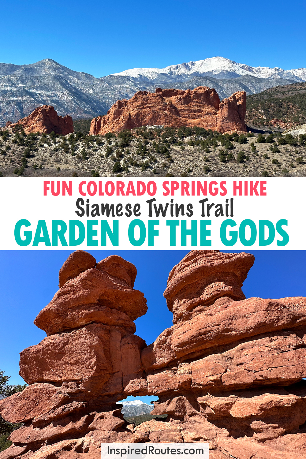 fun Colorado Springs hike siamese twins trail garden of the gods with photos of mountain scene and funky stacked rocks