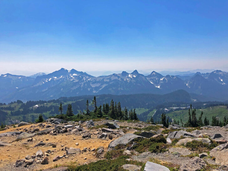 panorama point rainier with beautiful view of cascade range in distance
