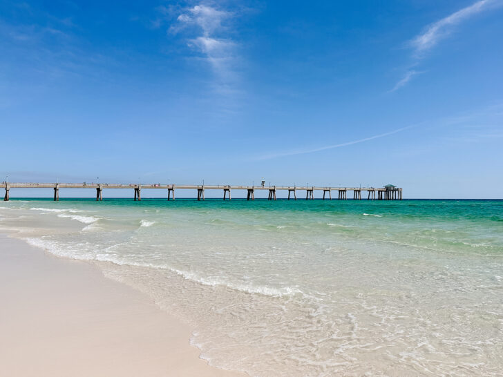 Panama City beach view of emerald ocean water with pier best rv travel usa