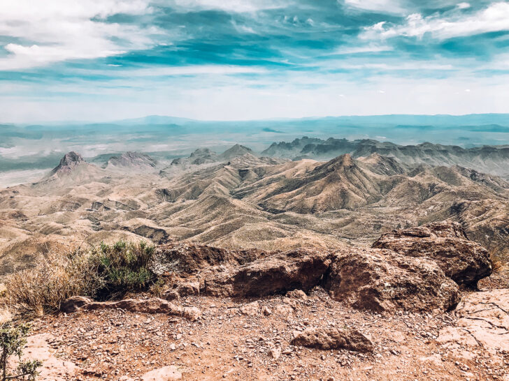 dry desert mountains on cloudy day