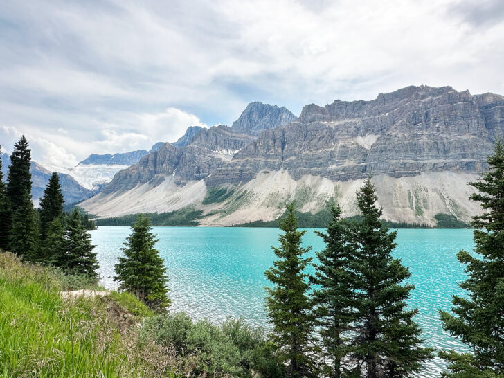 what to do in Banff in summer view of trees and turquoise lake with mountains