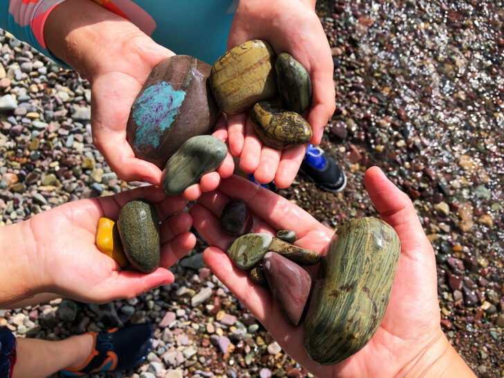 glacier national park activities view of hands holding colorful rocks