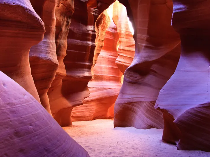 wavy slot canyon with orange walls in Antelope Canyon Arizona