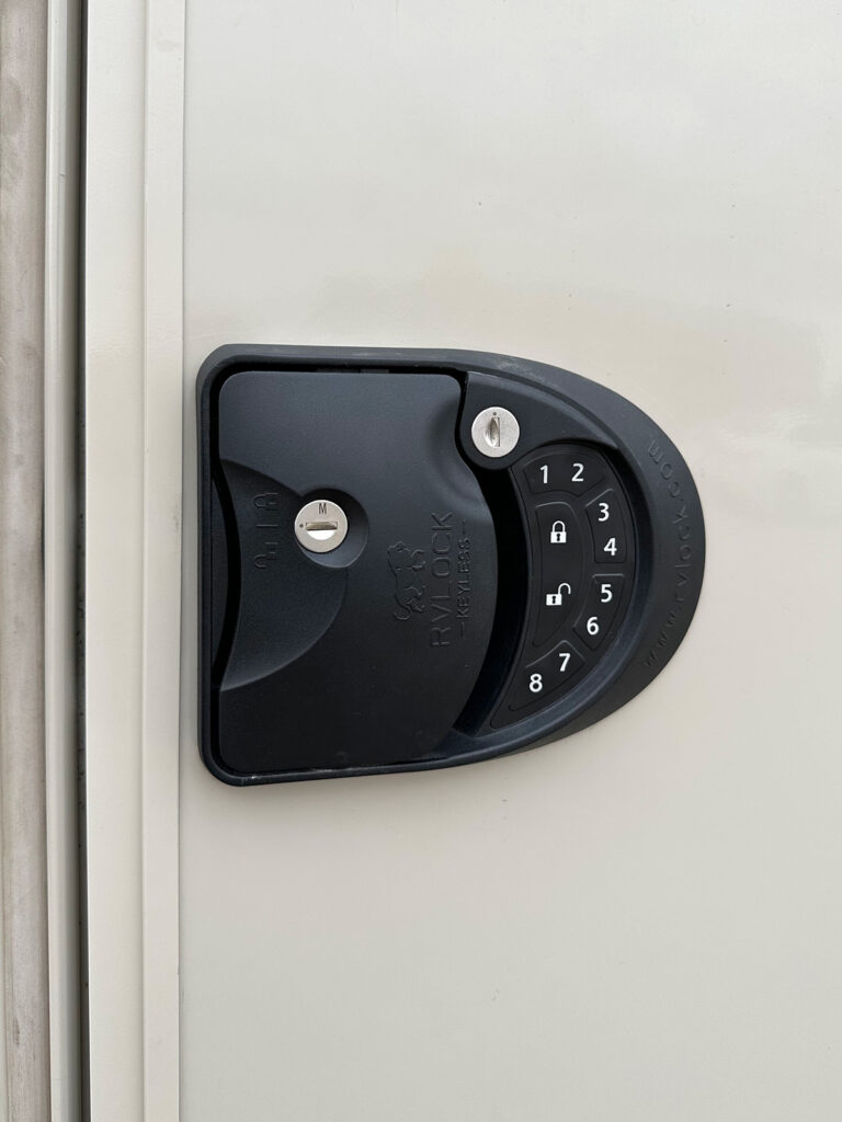 exterior view of lock system on motorhome