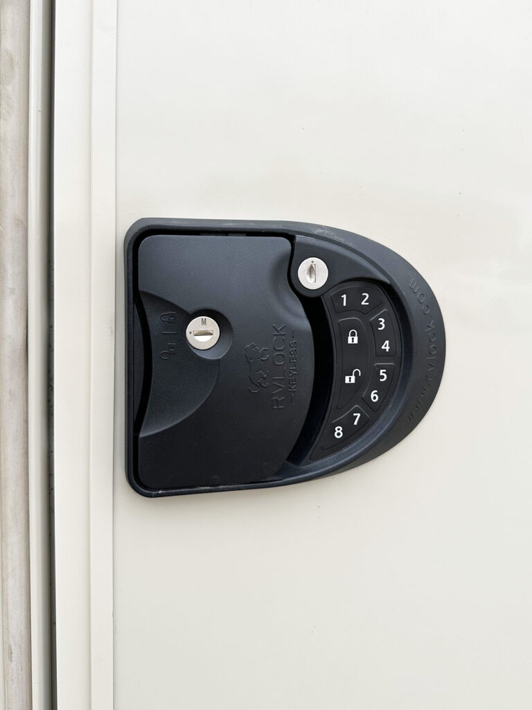 rv lock exterior with buttons and handle